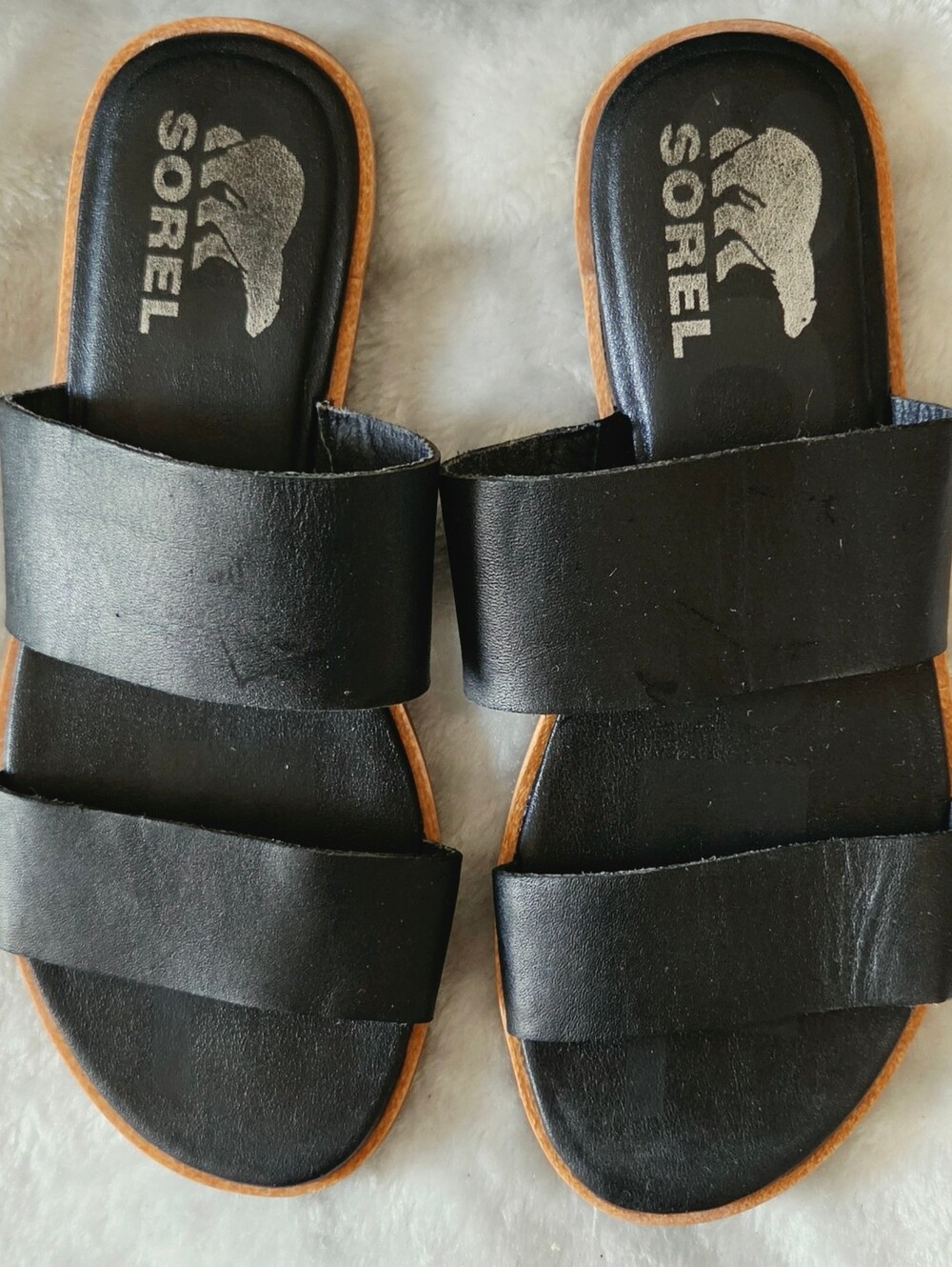 Sorel Black Double-Strap Slide Sandals